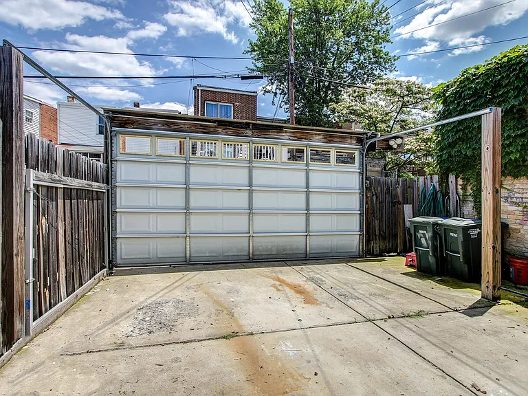 Off-street parking with automatic door