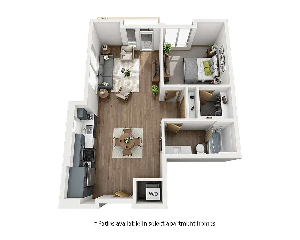 Floor plan One Bedroom A1E-CL1