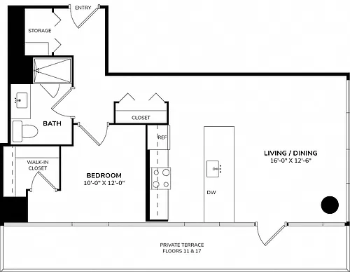 Floor plan One Bedroom 05A