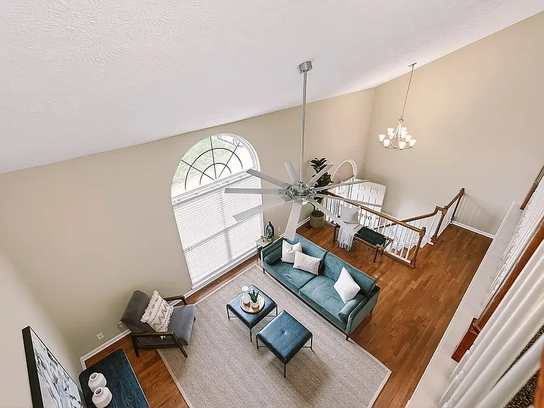 Aerial view of main living room (furniture for illustrative purposes only)