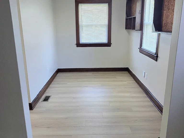 Dining room with built-in shelves