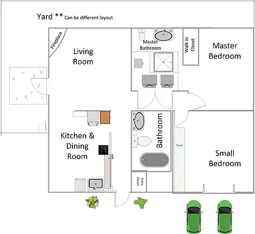 Floor plan Two Bedroom Two Bath