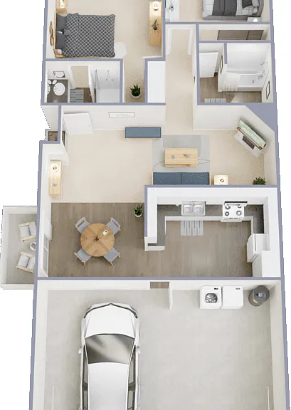 2 Bed 2 Bath Floorplan Diagram