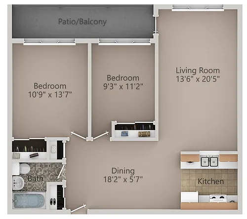 Floor plan 2 Bedroom Large