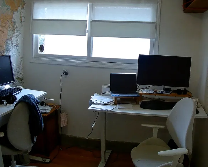 Office located in Garage. Complete with door and walls
