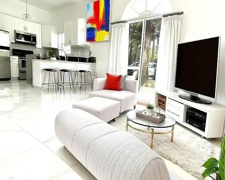 Living room and kitchen