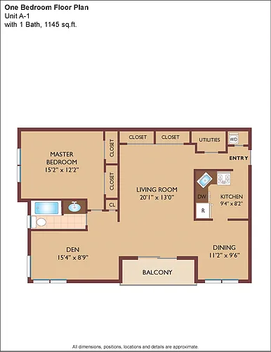 Floor plan $3.29/sq.ft. - One Bedroom with Den