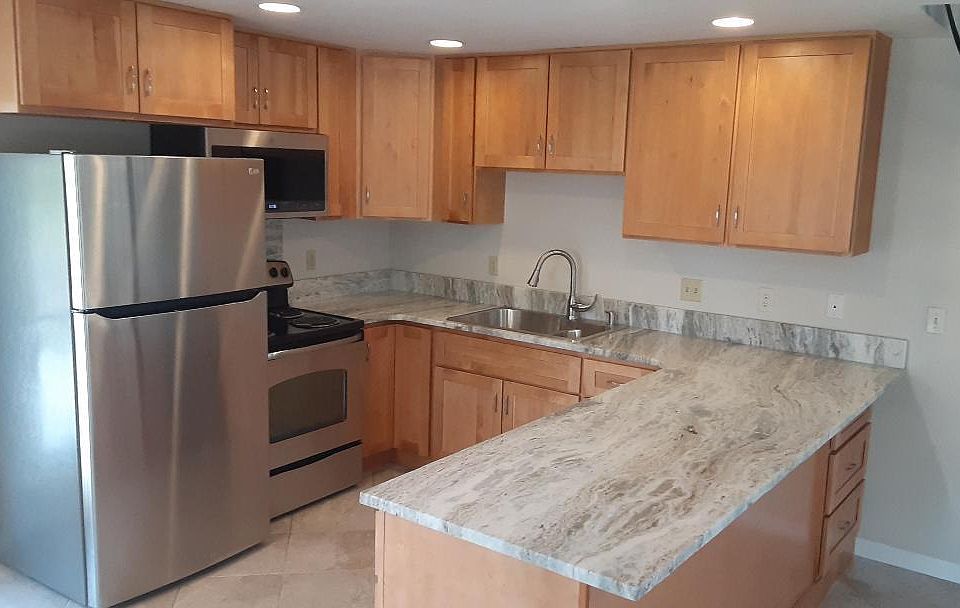 New kitchen cabinets and beautiful granite tops