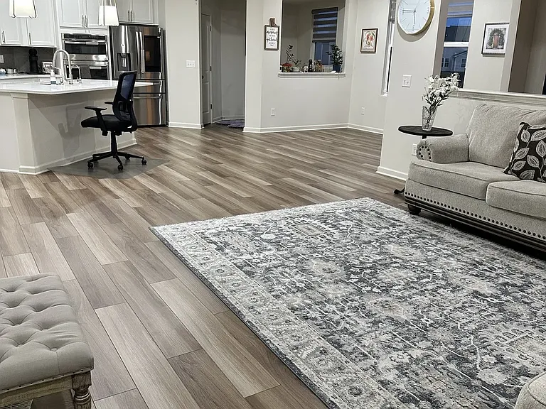 Kitchen and office space view from living room