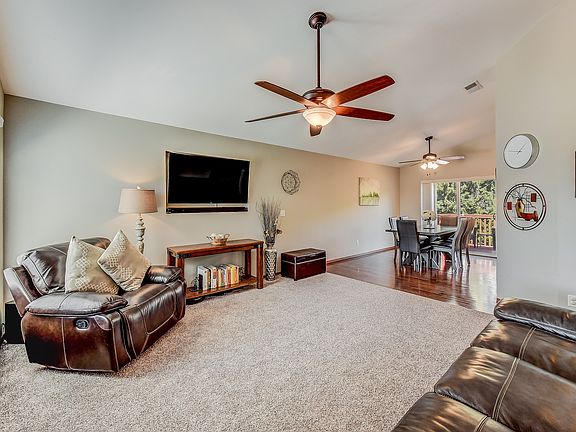 Living room open to dining 