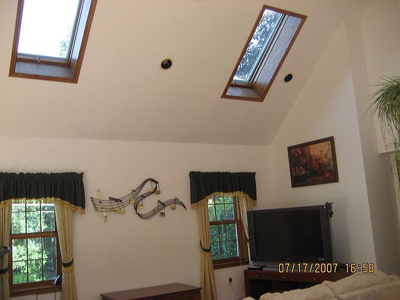 Cathedral ceiling family room