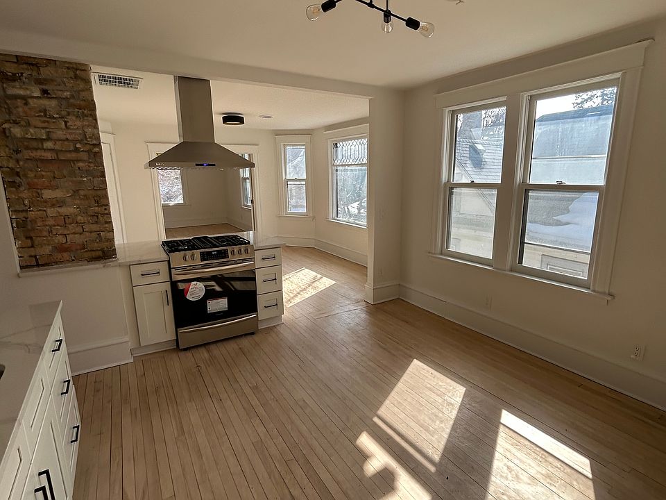 Kitchen looking out into living room