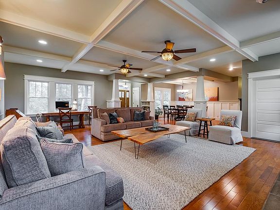 Grand living room and dining room.