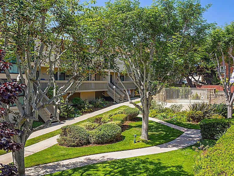 Grass area in front of the townhome