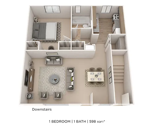 Floor plan One Bedroom - 598 sqft
