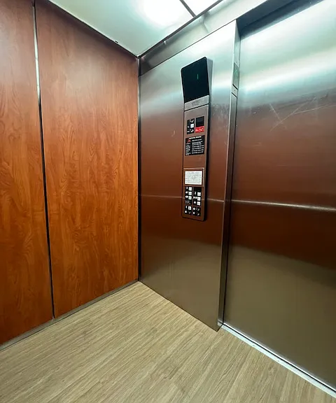 Interior of the just refreshed elevator,