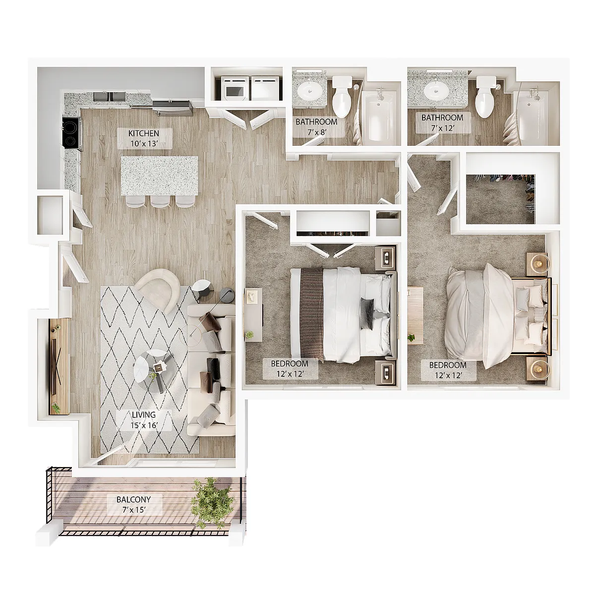 Floor plan 2 BR - Aspen Overlook