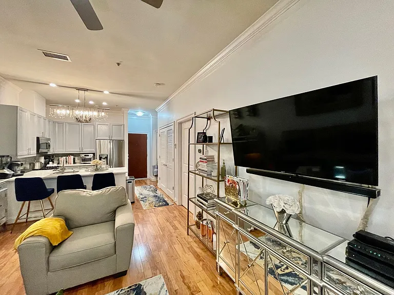 Living Room w/ Beautiful Pecan Floors.