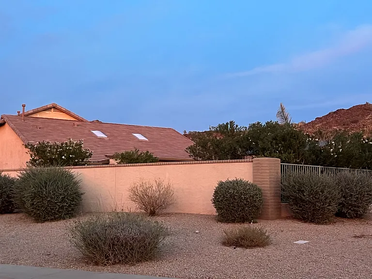southwest side of home viewed from park across the street
