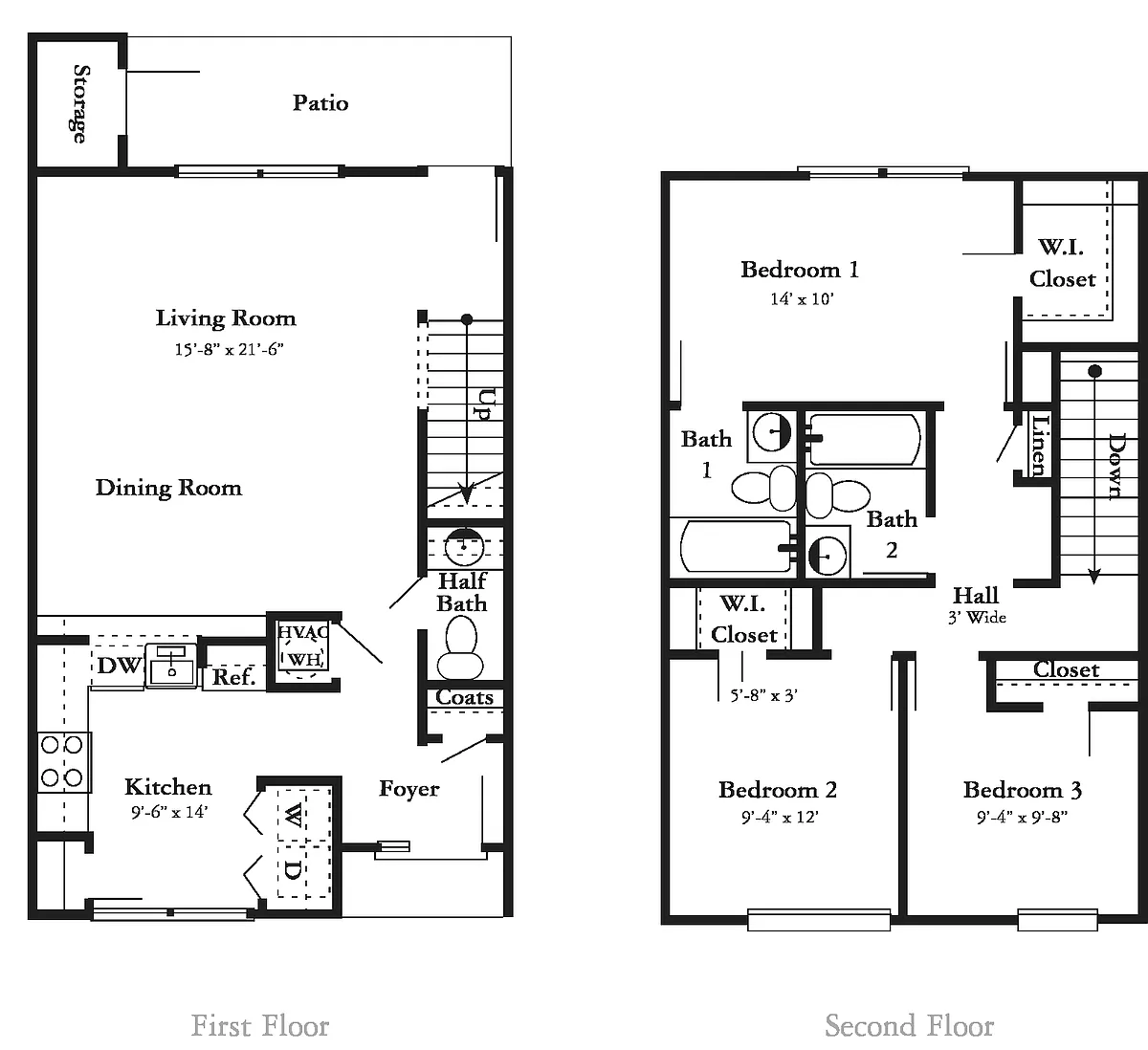 Floor plan 3 Bedroom 2.5 Bath - Affordable