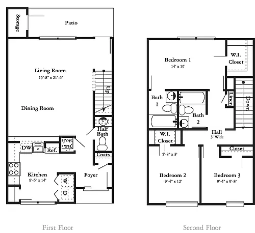 Floor plan 3 Bedroom 2.5 Bath