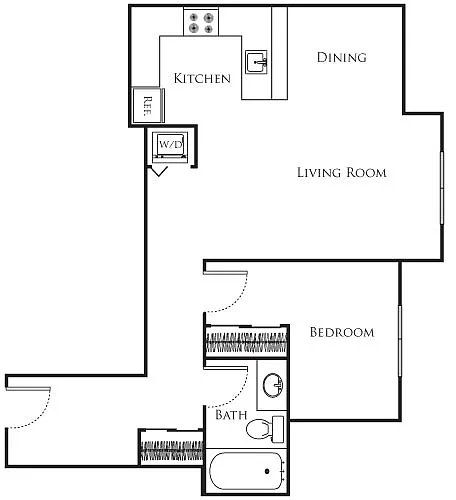 Floor plan Micro One Bed - D2 327-727