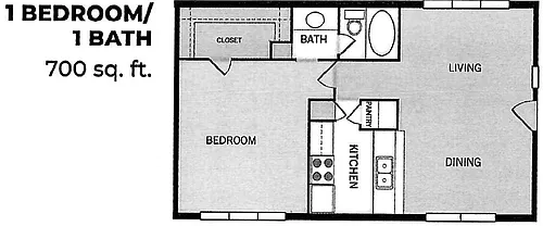 Floor plan 1 Bed 1 Bath