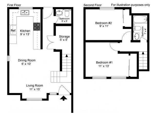 Floor plan 2 Bedroom Townhome