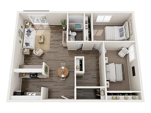 Floor plan Two Bedroom One Bathroom B