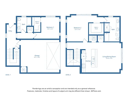 Floor plan TH1 | 2 Bed | 2 Bath