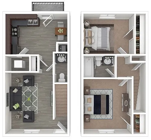 Floor plan 2 Bedroom 1.5 Bathroom Townhome