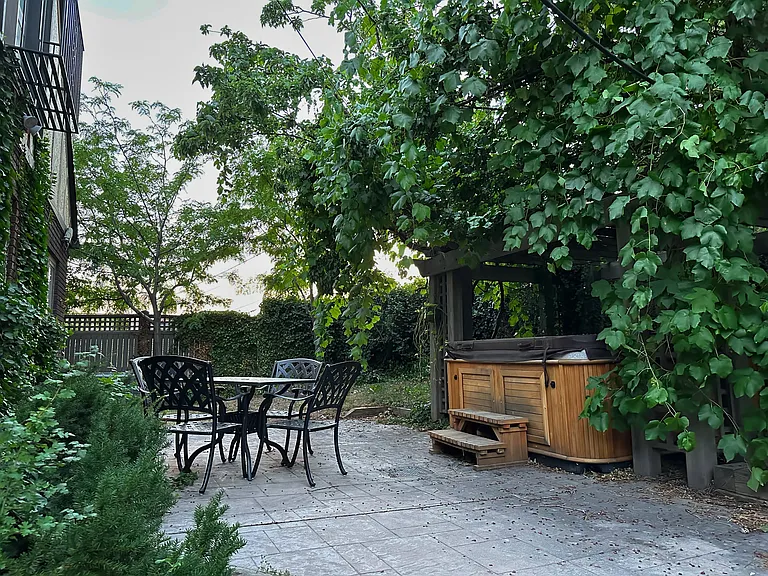 backyard patio and hot tub