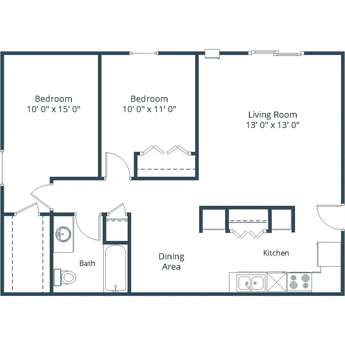 Floor plan Two Bedroom 21A