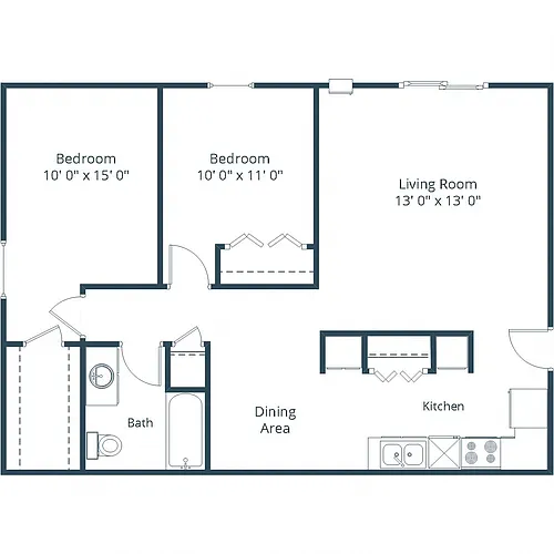 Floor plan Two Bedroom 21A