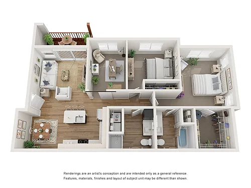 Floor plan Two Bedroom with a Den