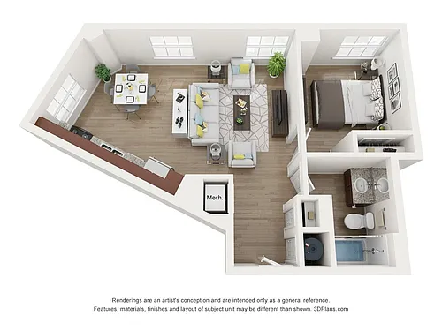 Floor plan 1 Bedroom C