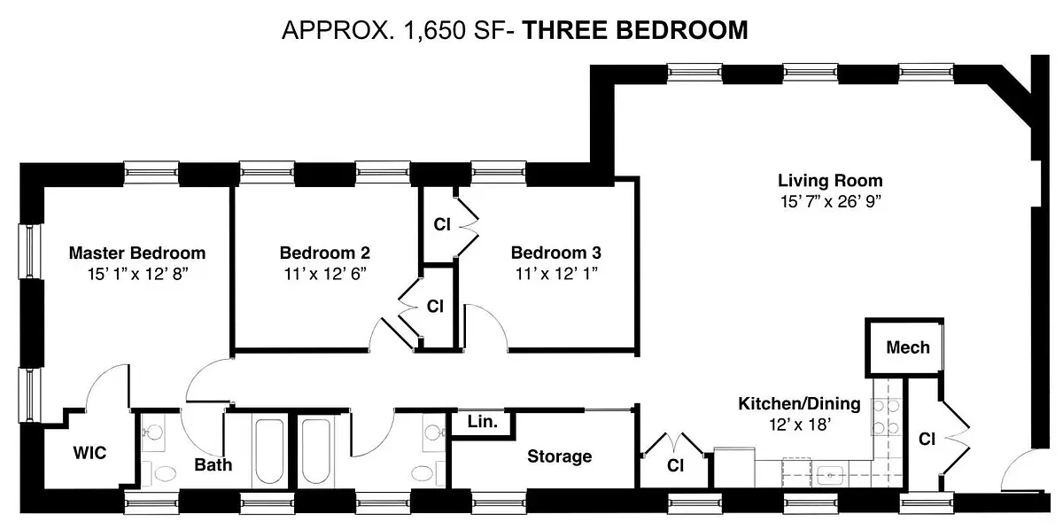 Floor plan Three Bedroom - Call for Pricing and Availability