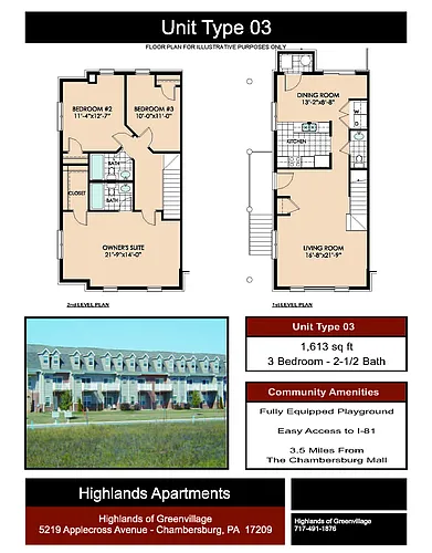 Floor plan Apt - 3 br 2 bath