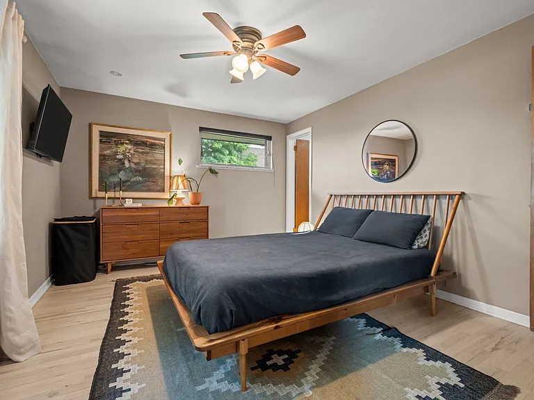 Primary bedroom and bath with large closet