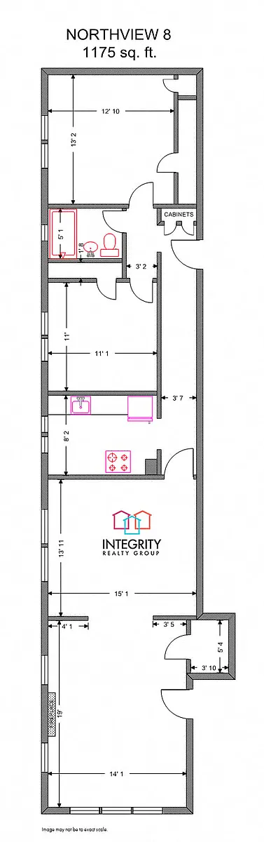 Floor plan Northview 2 Bedroom 1 Bath