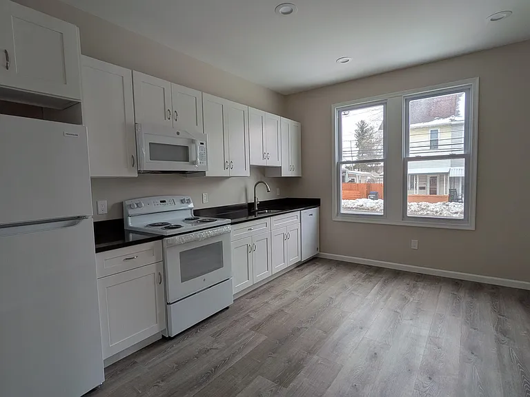fully updated kitchen with granite countertops and all new appliances (refrigerator, stove/oven, dishwasher, microwave)