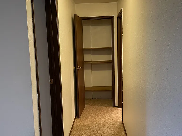 Hallway to bedroom and bathroom, plus bonus closets; lots of storage.