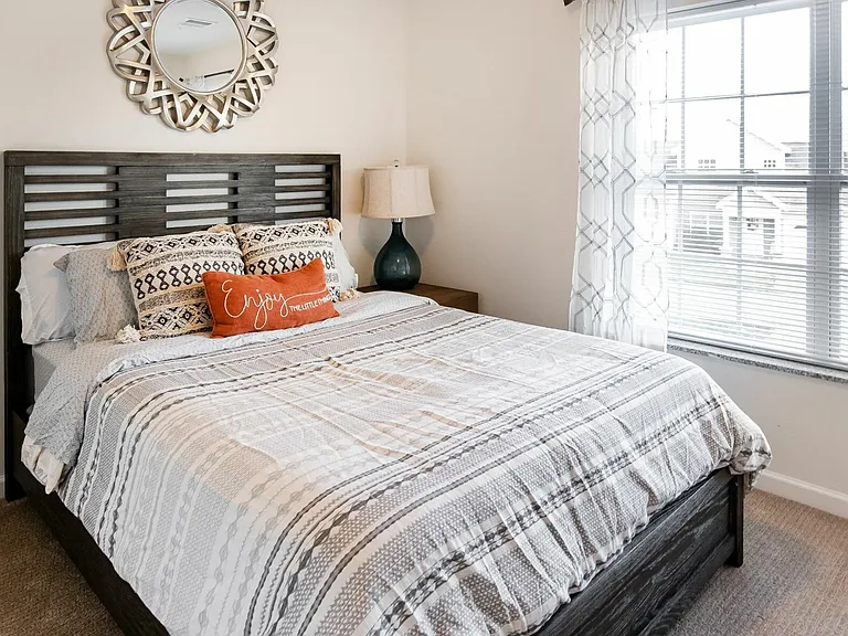 A restful space with a warm, modern touch.