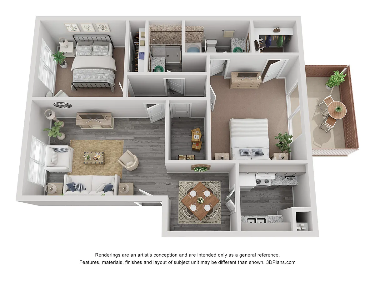 Floor plan 2 Bed 2 Bath Renovated 965 sq ft