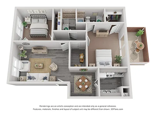 Floor plan 2 Bed 2 Bath Renovated 965 sq ft