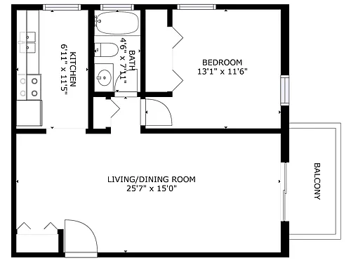 Floor plan 1BR/1BA