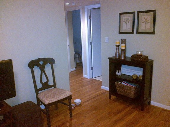 View from living room to hall leading to bedrooms & baths.