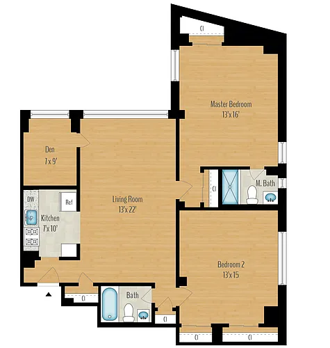 Floor plan 2 Bedroom + Den