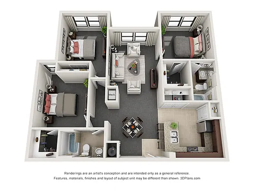 Floor plan Three Bedroom Two Bath