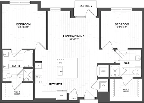Floor plan 2 Bed/2 Bath-B2